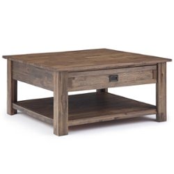 Simpli Home - Monroe Square Coffee Table - Rustic Natural Aged Brown - Front_Zoom