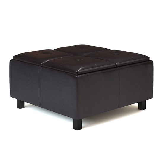 Front Zoom. Simpli Home - Alcott Square Coffee Table Storage Ottoman - Tanners Brown.