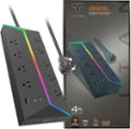 Front Zoom. Titan - 9 Outlet/2 USB-C/1 USB-A 5000 Joules Surge Protector with ColorChanging LED - Black.