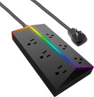 Titan - 6 Outlet 1500 Joules Surge Protector Strip with ColorChanging LED - Black - Front_Zoom