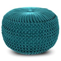 Simpli Home - Renee Round Pouf - Turquoise - Front_Zoom