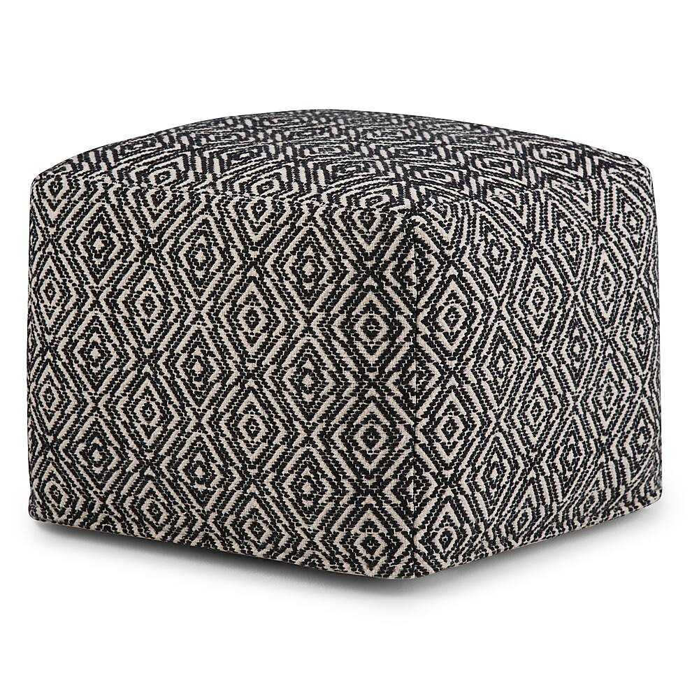 Angle View: Simpli Home - Graham Square Pouf - Patterned Black, Natural