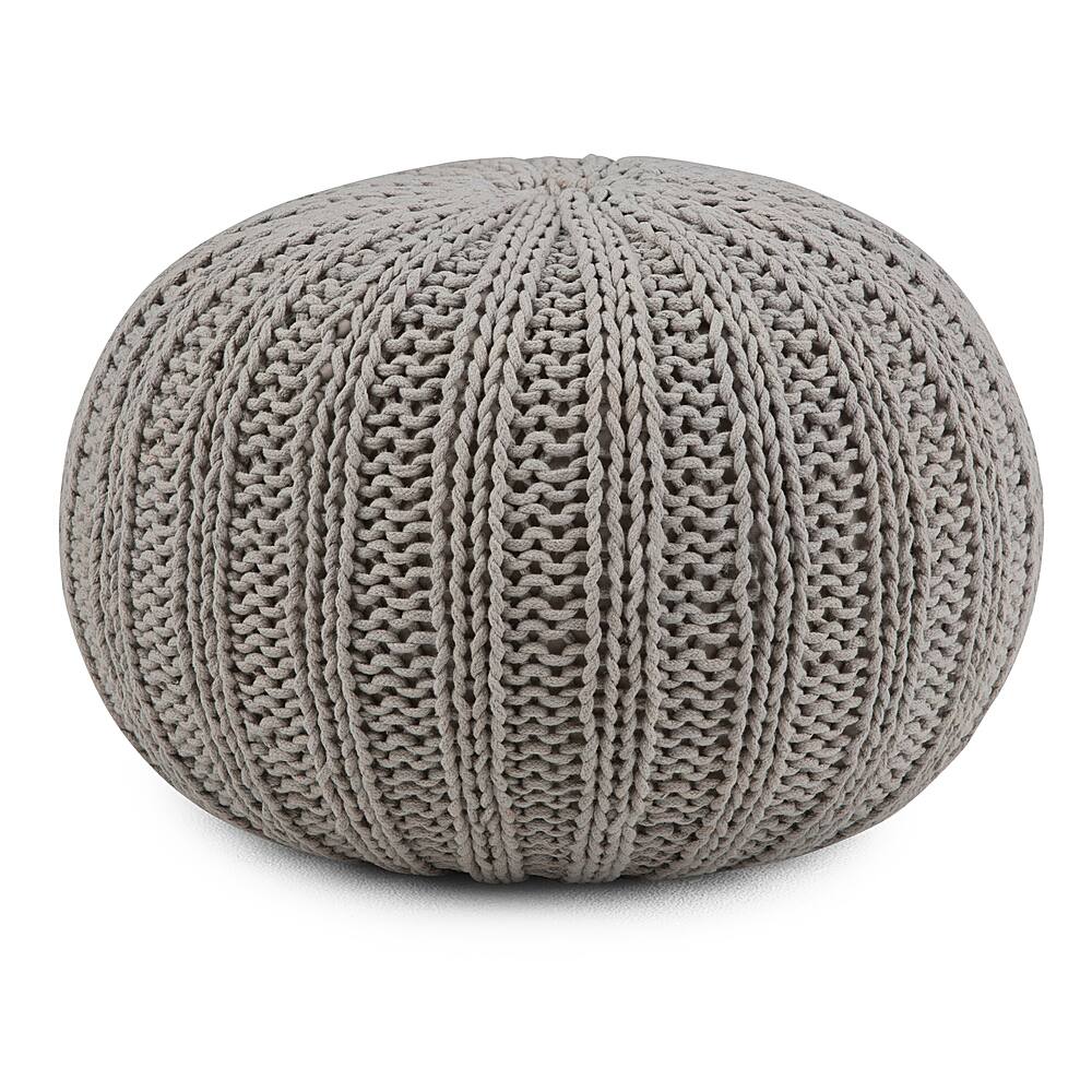 Angle View: Simpli Home - Shelby Hand Knit Round Pouf - Dove Grey