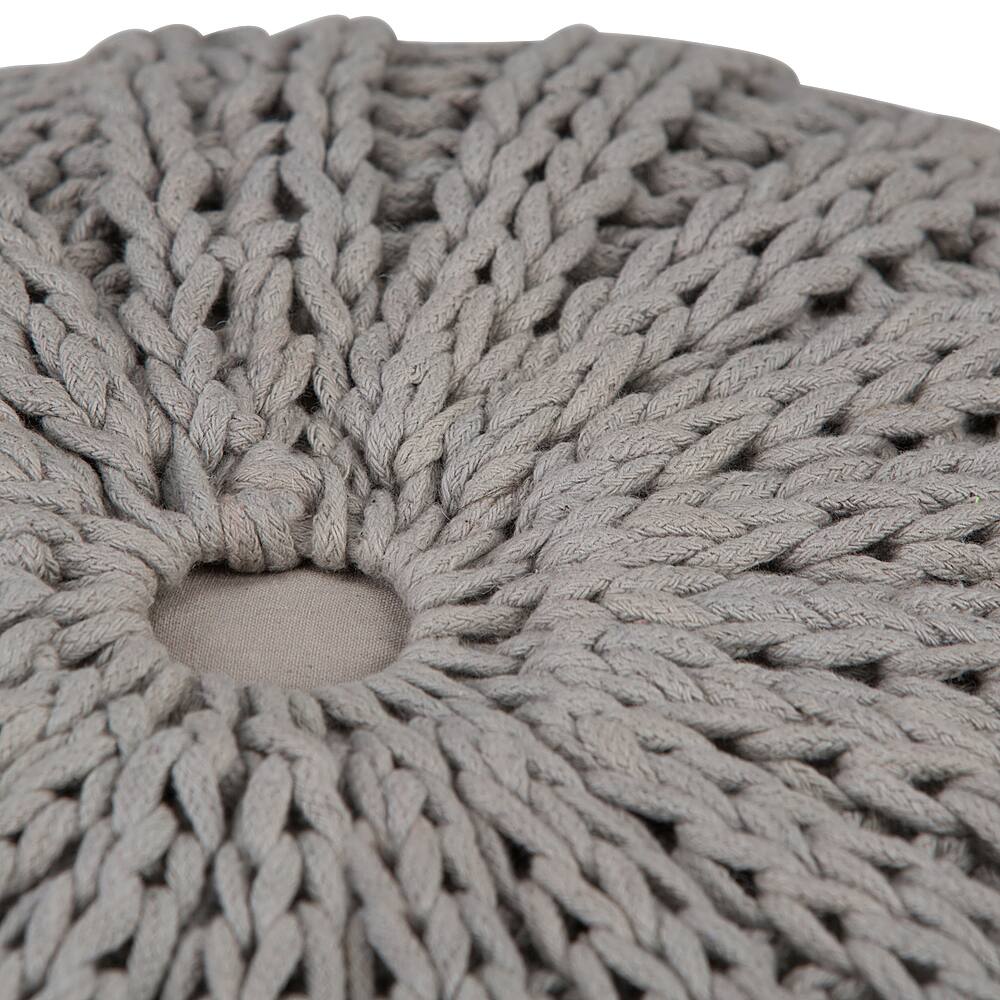 Left View: Simpli Home - Shelby Hand Knit Round Pouf - Dove Grey