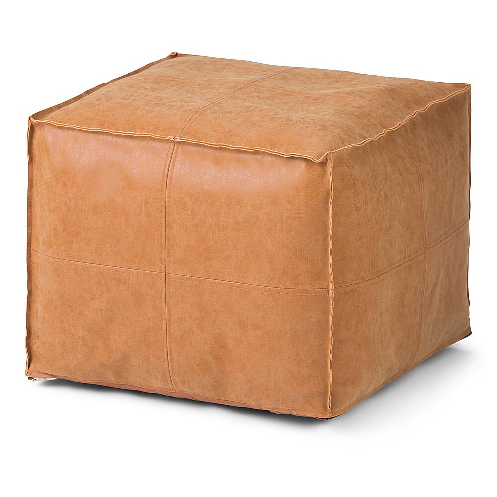 Angle View: Simpli Home - Brody Square Pouf - Distressed Brown