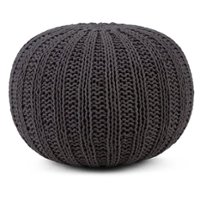 Simpli Home - Shelby Hand Knit Round Pouf - Slate Grey - Front_Zoom