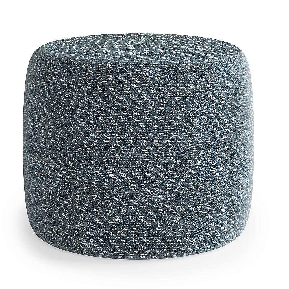 Angle View: Simpli Home - Bayley Round Braided Pouf - Aegean Blue and Natural