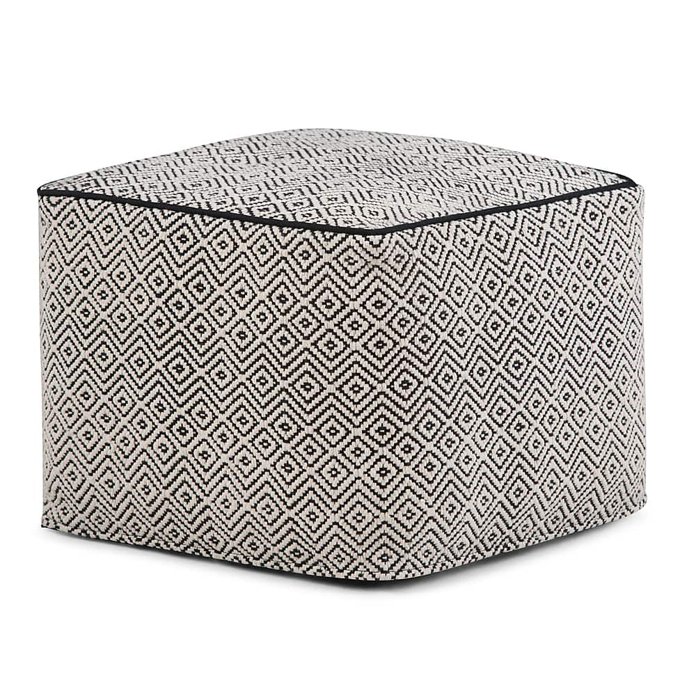 Angle View: Simpli Home - Brynn Square Pouf - Patterned Black, Natural