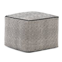 Simpli Home - Brynn Square Pouf - Patterned Black, Natural - Front_Zoom