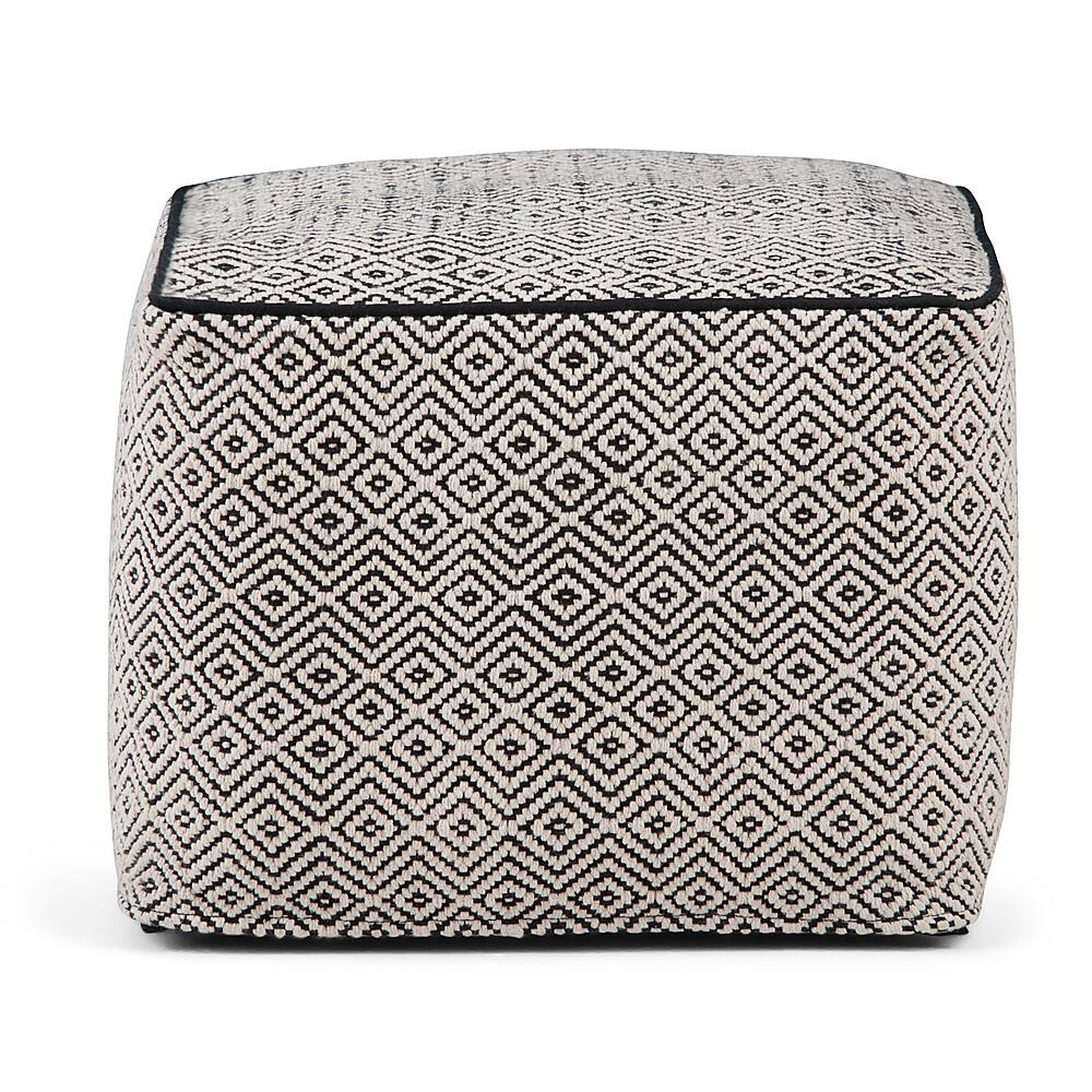 Left View: Simpli Home - Brynn Square Pouf - Patterned Black, Natural