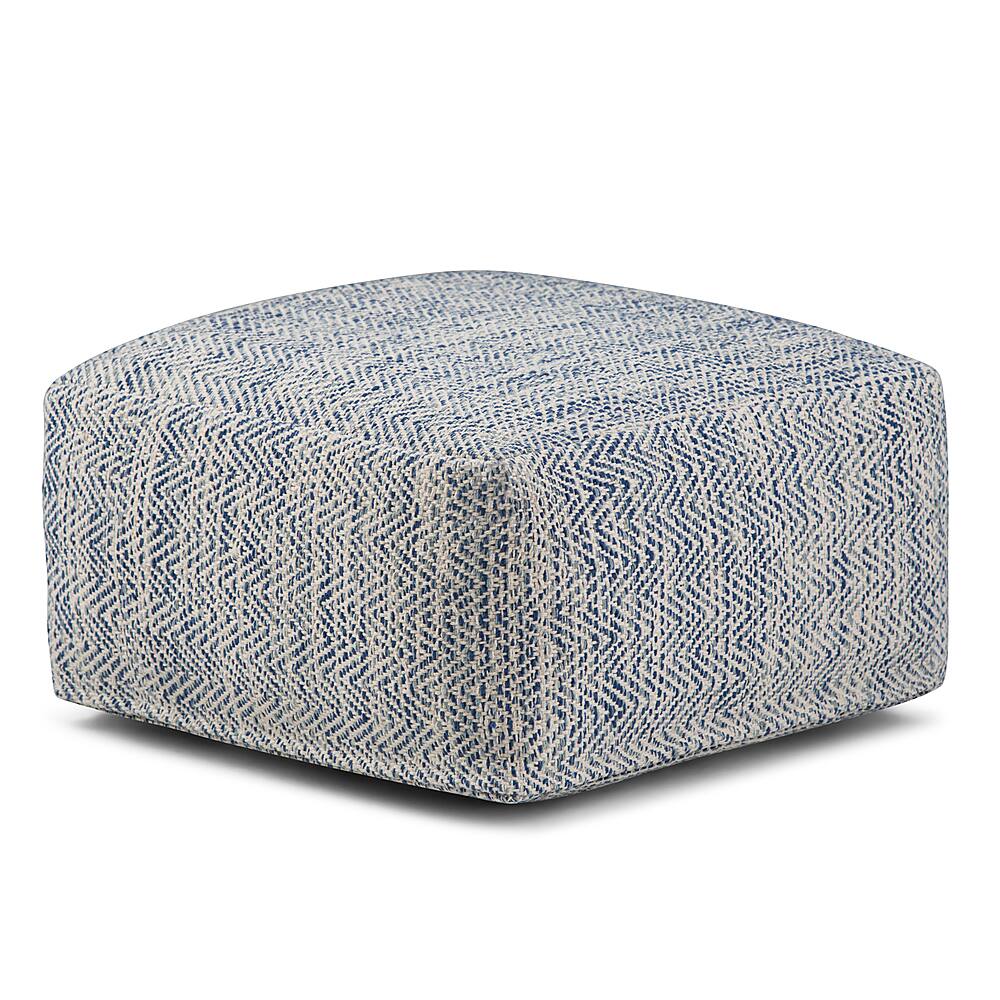 Angle View: Simpli Home - Nate Square Pouf - Patterned Denim Melange