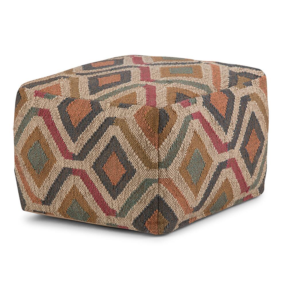 Angle View: Simpli Home - Johanna Square Pouf - Kilim Patterned