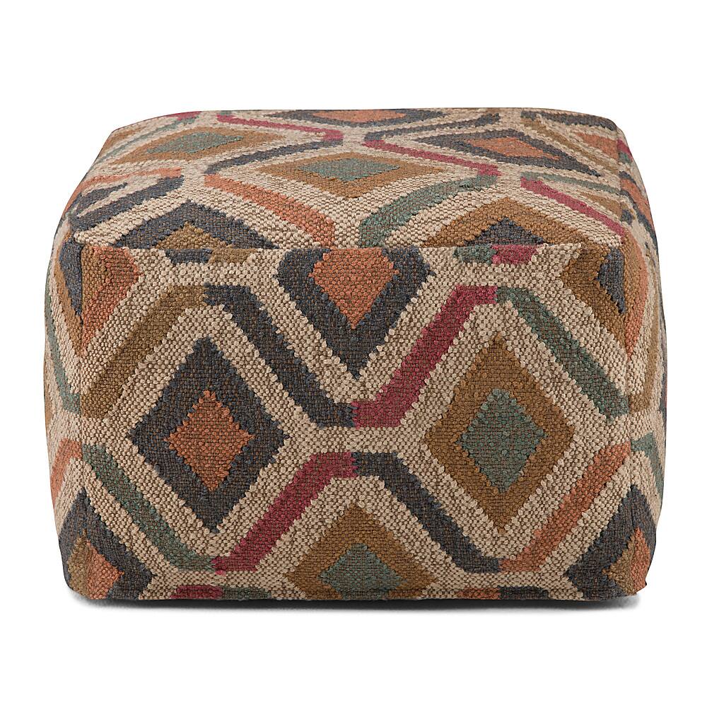 Left View: Simpli Home - Johanna Square Pouf - Kilim Patterned