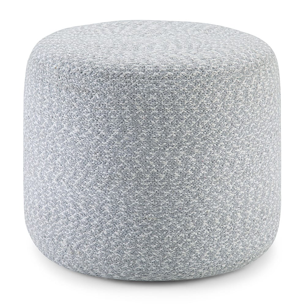 Angle View: Simpli Home - Bayley Round Braided Pouf - Blue, Natural