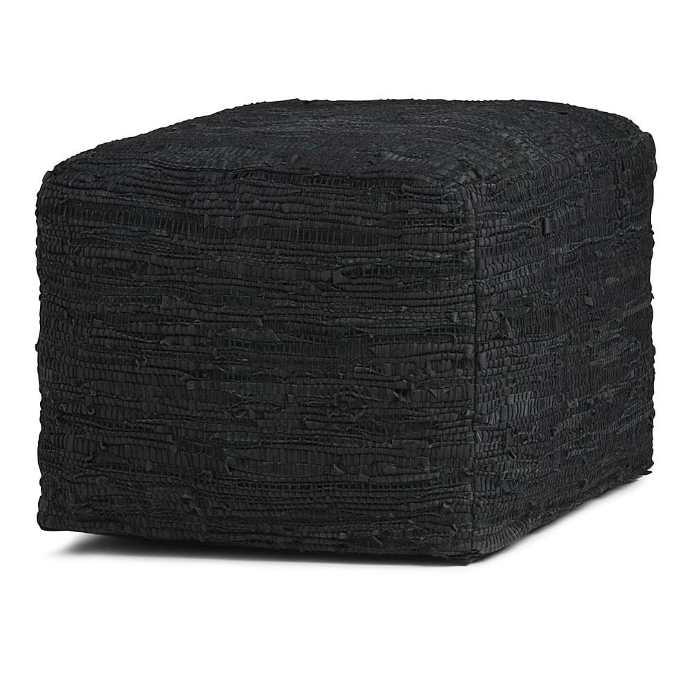 Angle View: Simpli Home - Fredrik Square Pouf - Black