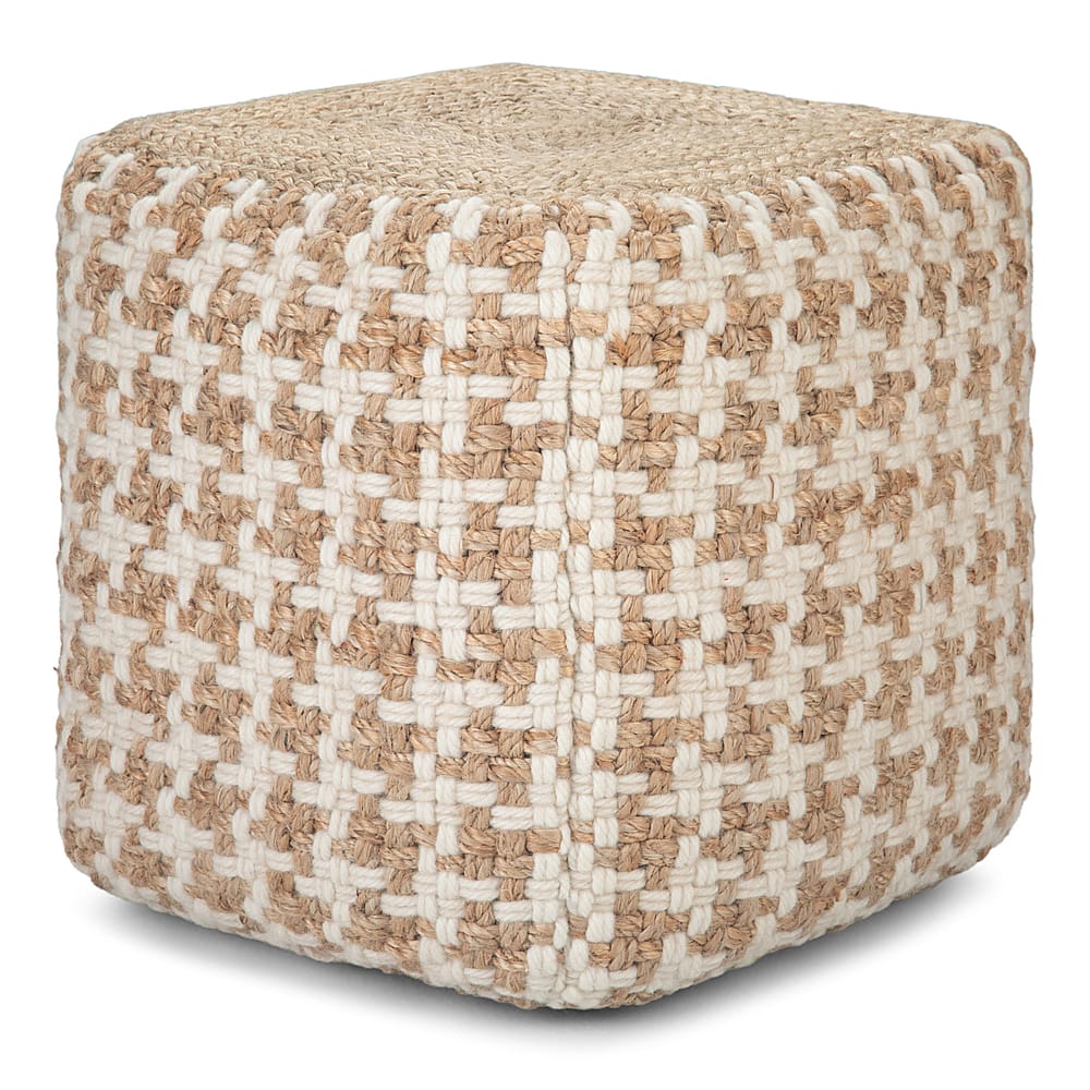 Angle View: Simpli Home - Cullen Cube Pouf - Natural