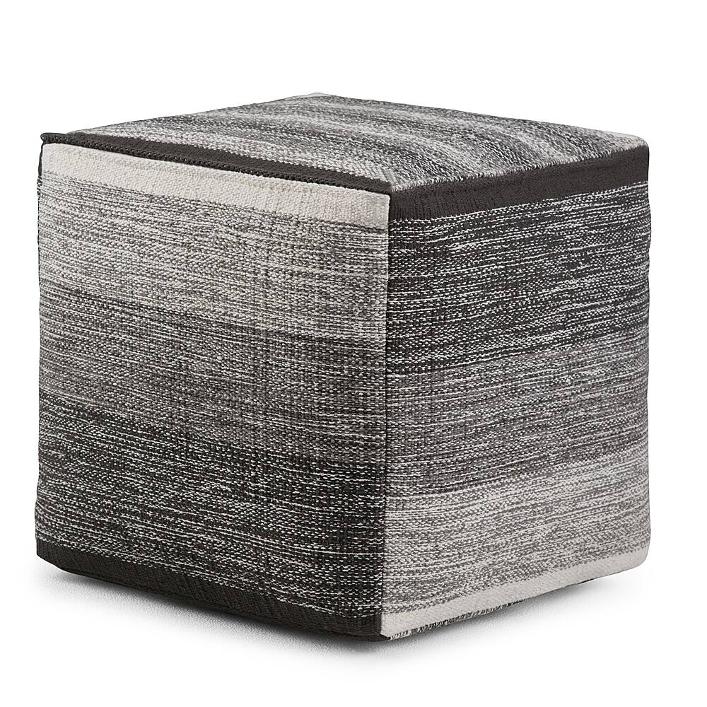 Angle View: Simpli Home - Naya Cube Pouf - Patterned Grey Melange