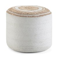 Simpli Home - Serena Round Braided Pouf - Natural - Front_Zoom