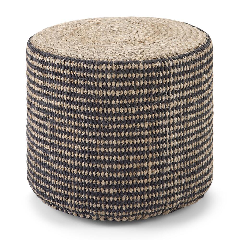 Angle View: Simpli Home - Larissa Round Braided Pouf - Natural