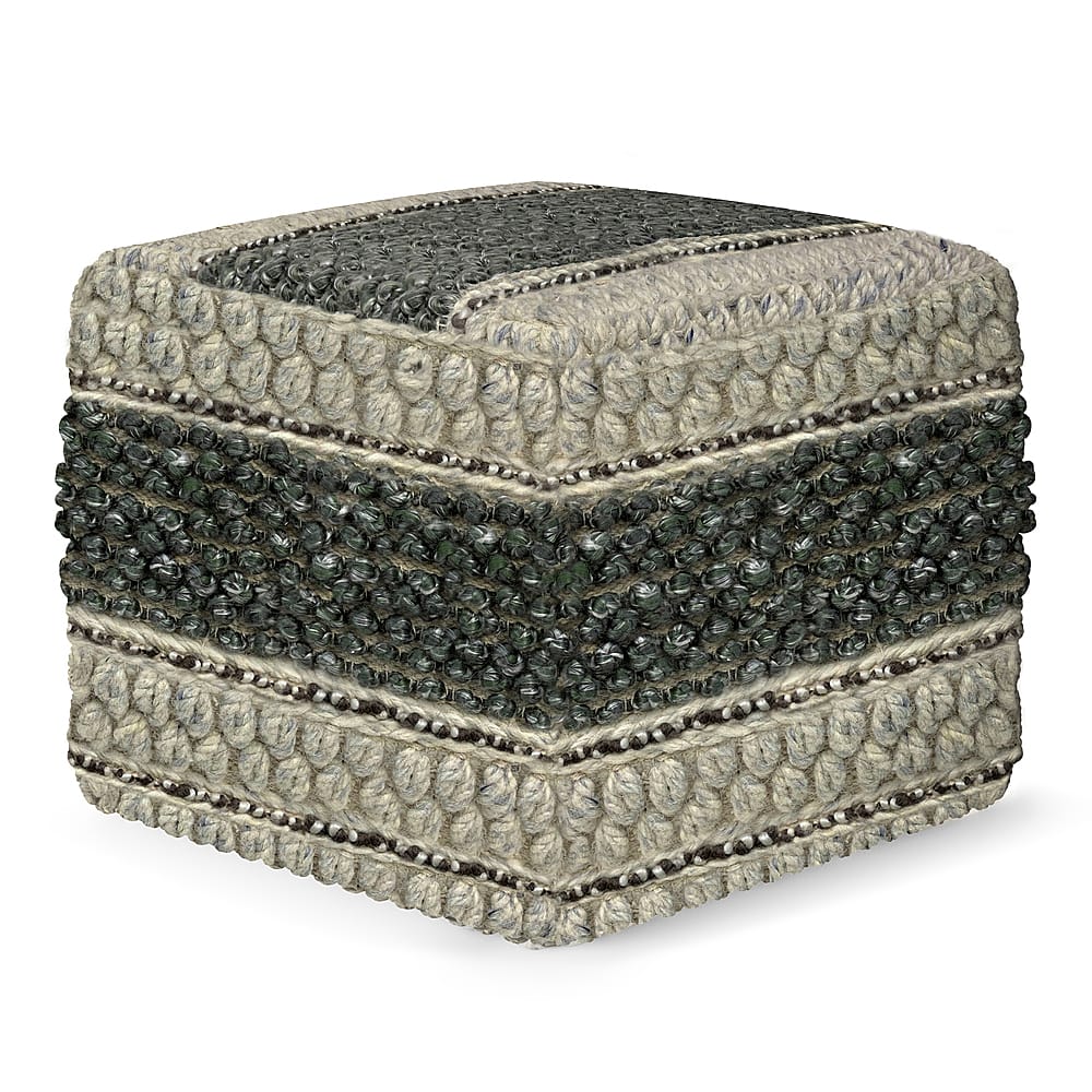 Angle View: Simpli Home - Grady Square Pouf - Green and Natural