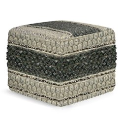Simpli Home - Grady Square Pouf - Green and Natural - Front_Zoom