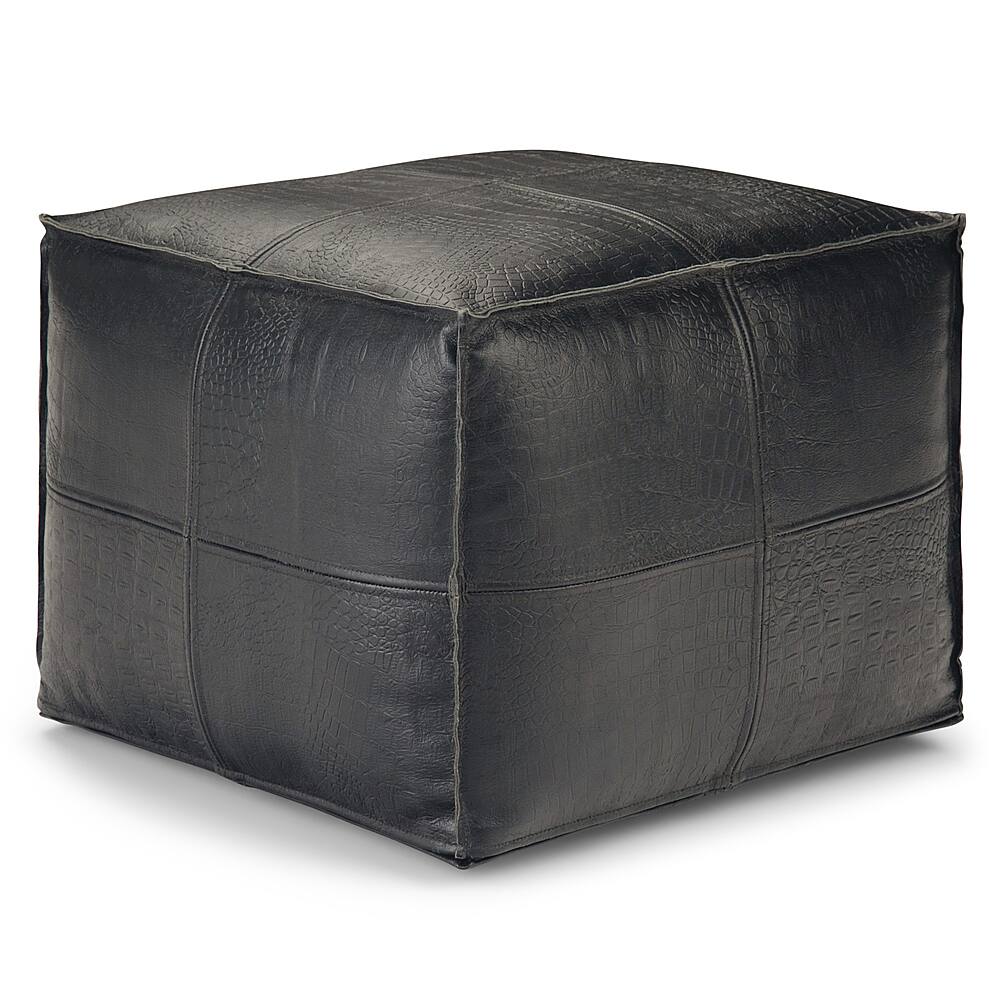 Angle View: Simpli Home - Bowen Square Pouf - Black