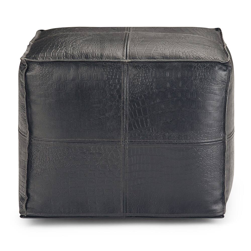 Left View: Simpli Home - Bowen Square Pouf - Black