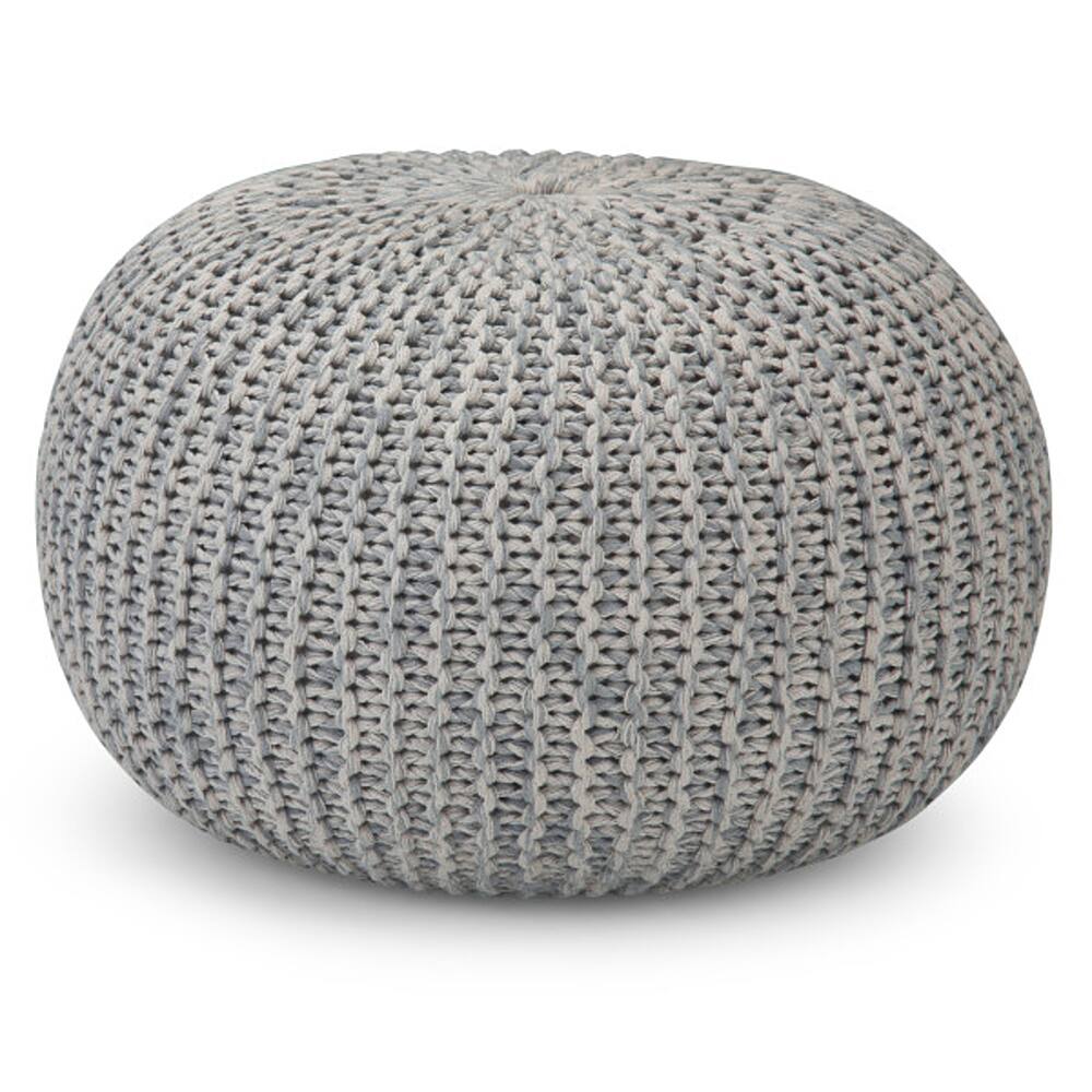 Angle View: Simpli Home - Nikki Hand Knit Round Pouf - Grey