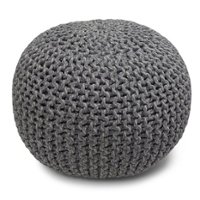 Simpli Home - Nikki Hand Knit Round Pouf - Grey - Front_Zoom