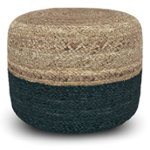 Front Zoom. Simpli Home - Lydia Round Pouf - Teal, Natural.