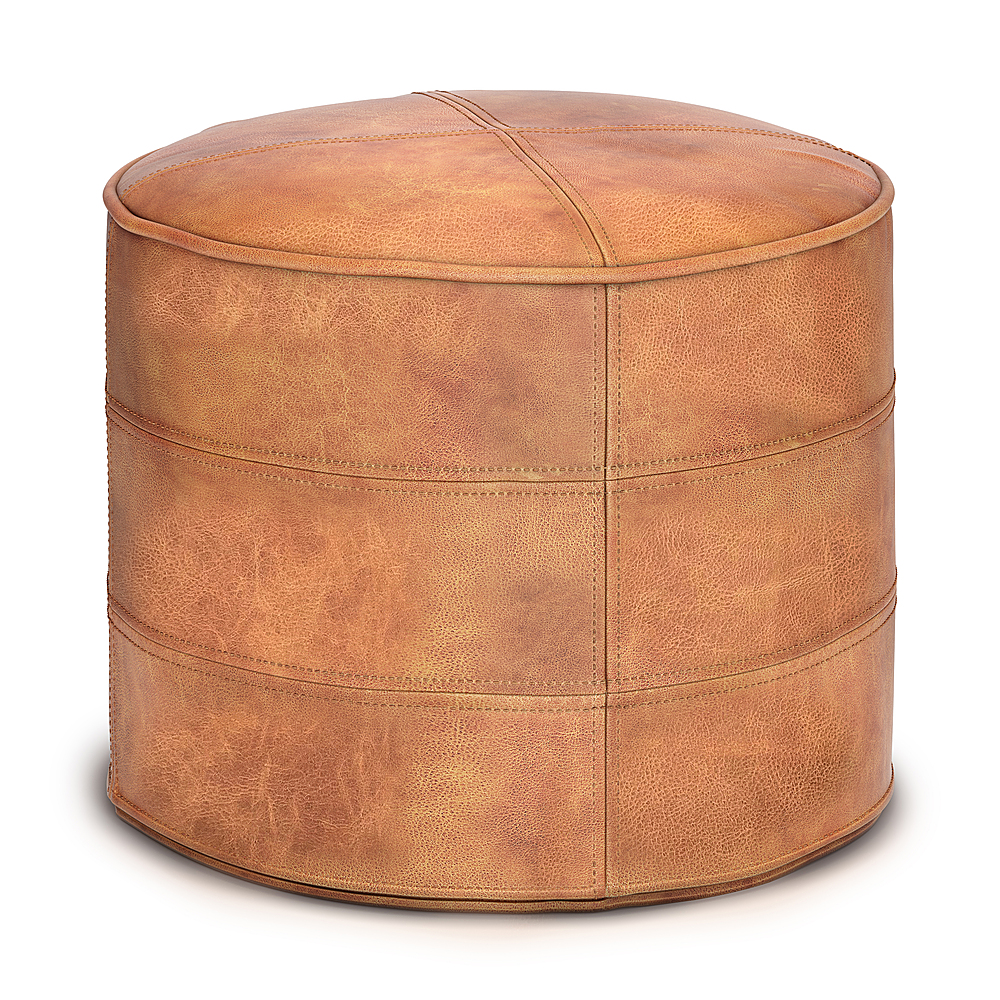 Simpli Home Connor Round Pouf Distressed Light Brown AXCPF-76-DLBR - Best  Buy