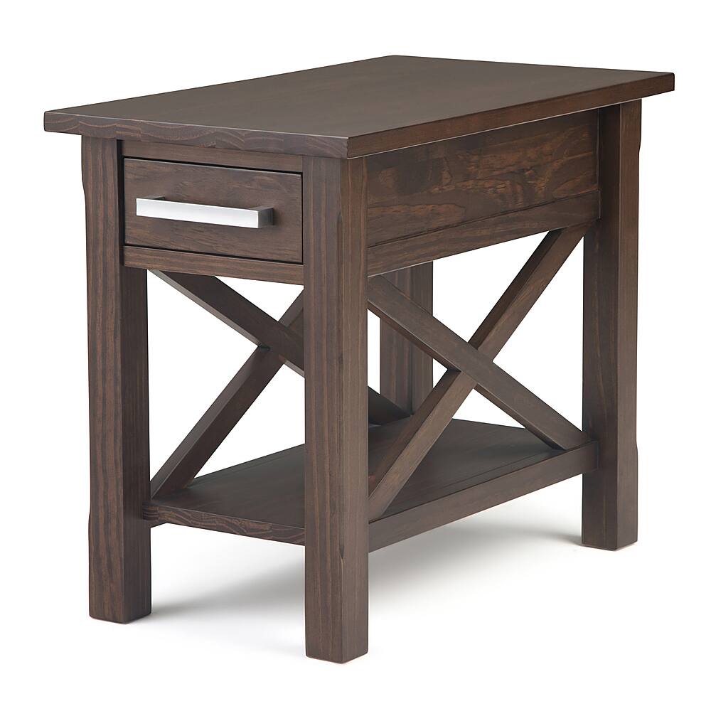 Angle View: Simpli Home - Kitchener Narrow Side Table - Warm Walnut Brown