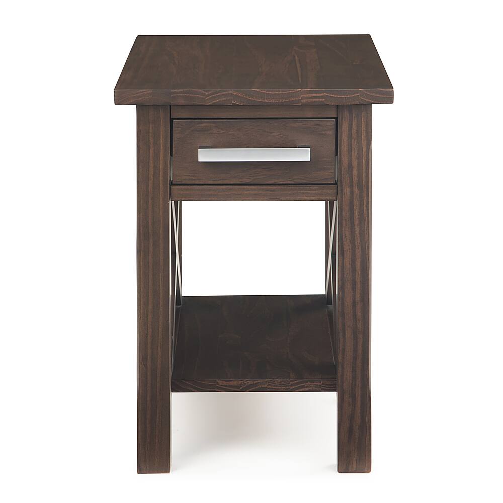 Left View: Simpli Home - Kitchener Narrow Side Table - Warm Walnut Brown