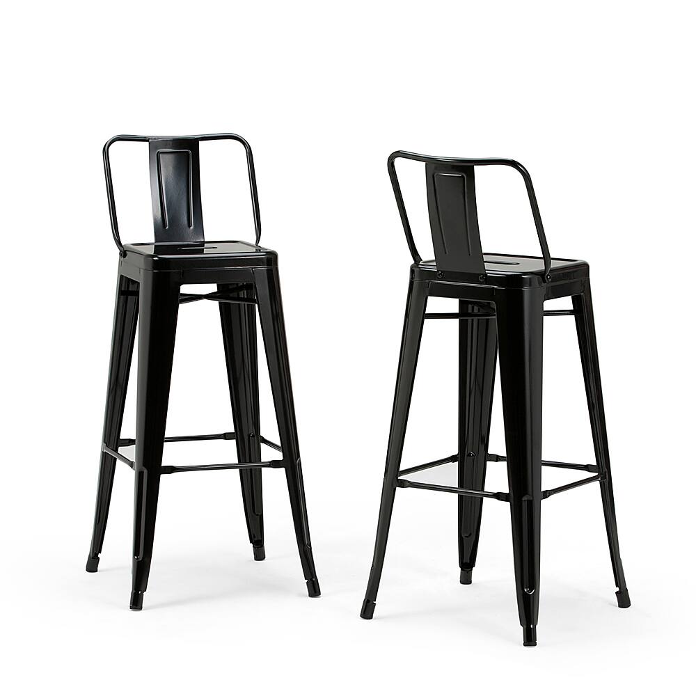 Angle View: Simpli Home - Rayne 30 inch Metal Bar Stool (Set of 2) - Black