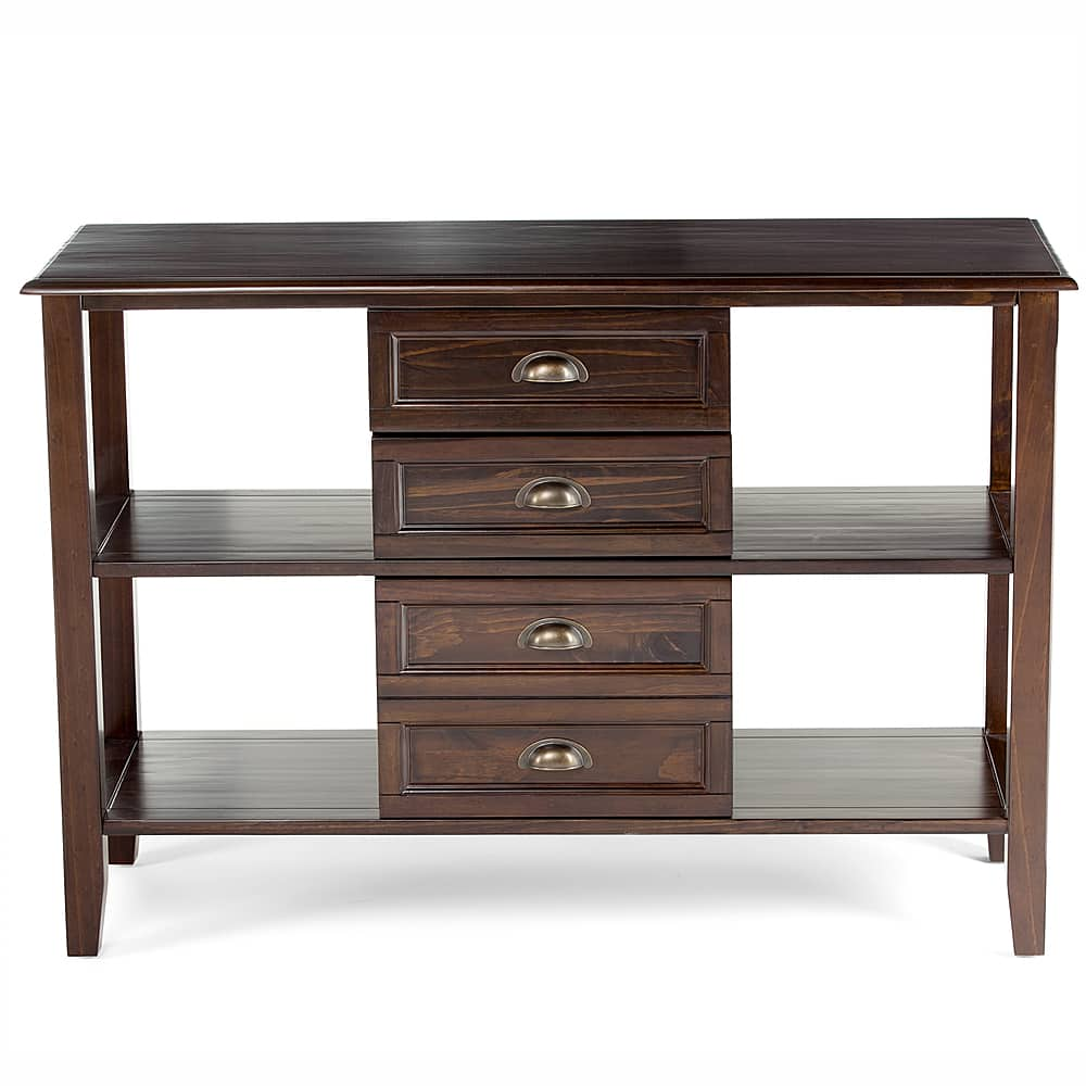 Left View: Simpli Home - Burlington Console Sofa Table - Mahogany Brown