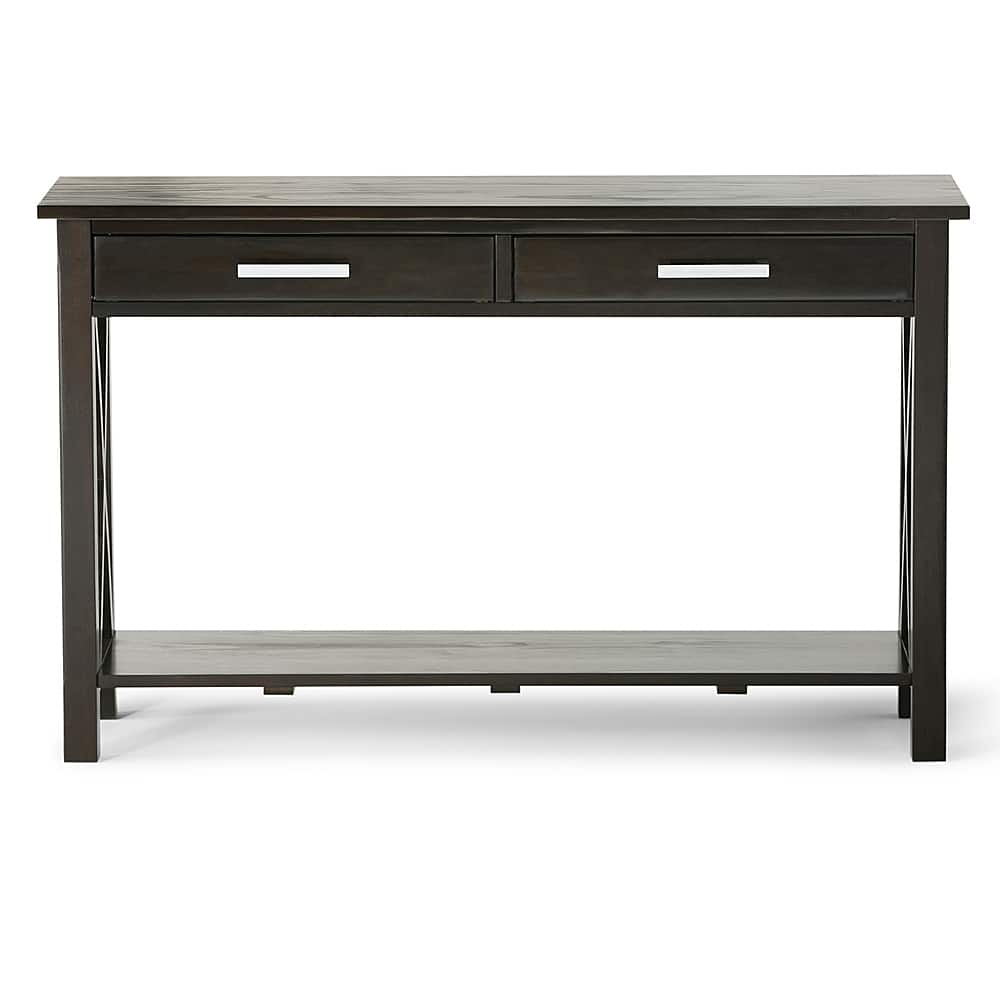 Left View: Simpli Home - Amherst 8 Cube Storage Sofa Table - Hickory Brown