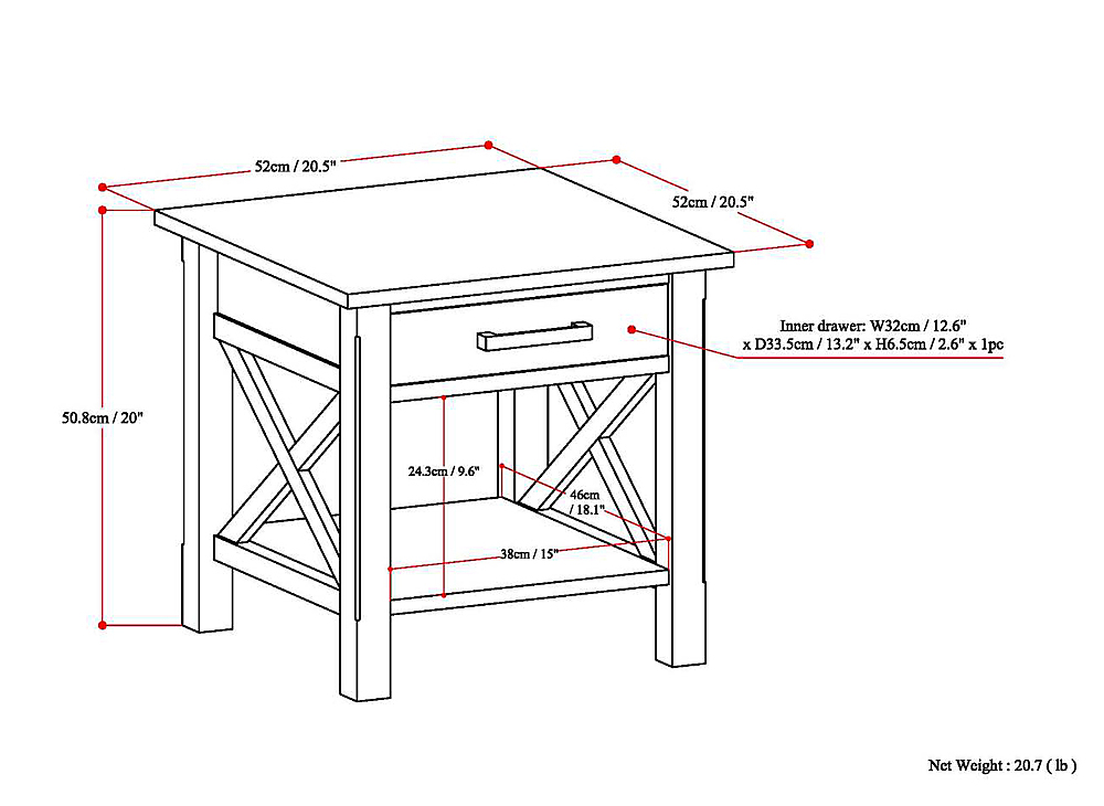 Simpli Home Kitchener End Table Hickory Brown AXCRKIT03-HIC - Best Buy