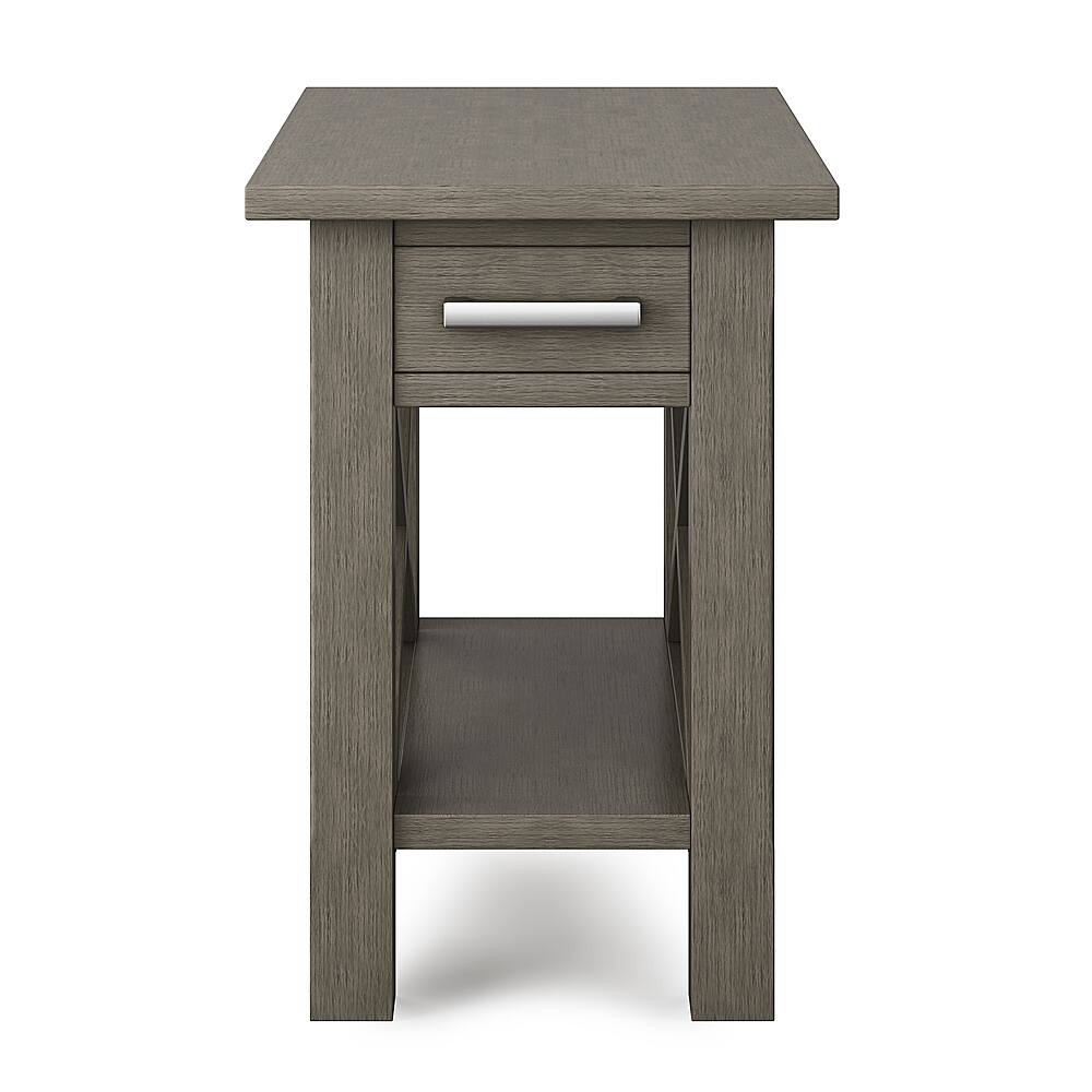 Left View: Simpli Home - Kitchener Narrow Side Table - Farmhouse Grey