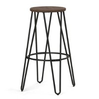 Simpli Home - Simeon 30 inch Metal Bar Stool with Wood Seat - Cocoa Brown / Black - Front_Zoom