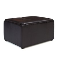 Simpli Home - Avalon Small Coffee Table Storage Ottoman - Tanners Brown - Front_Zoom