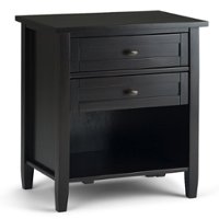 Simpli Home - Warm shaker solid wood 24 inch wide transitional bedside nightstand table - Hickory Brown - Front_Zoom