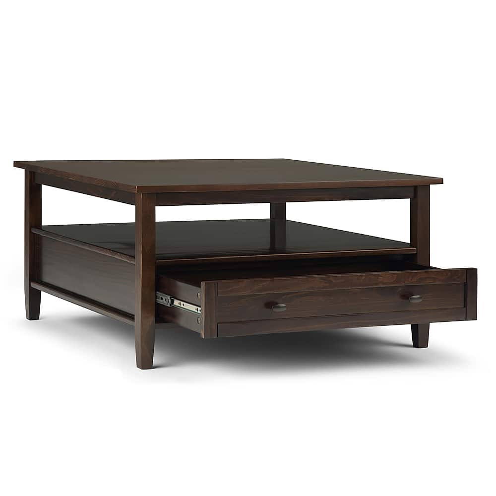 Left View: Simpli Home - Warm Shaker Square Coffee Table - Tobacco Brown