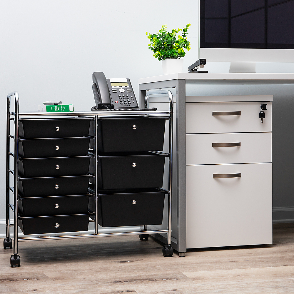 Angle View: Mind Reader - Storage Drawer Rolling Utility Cart