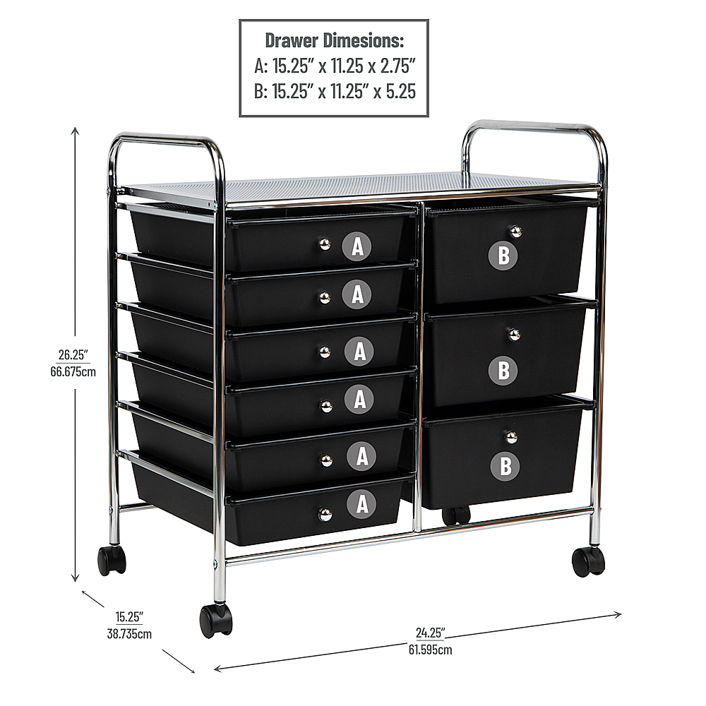 Honey-Can-Do 12 Drawer Rolling Storage Cart Black