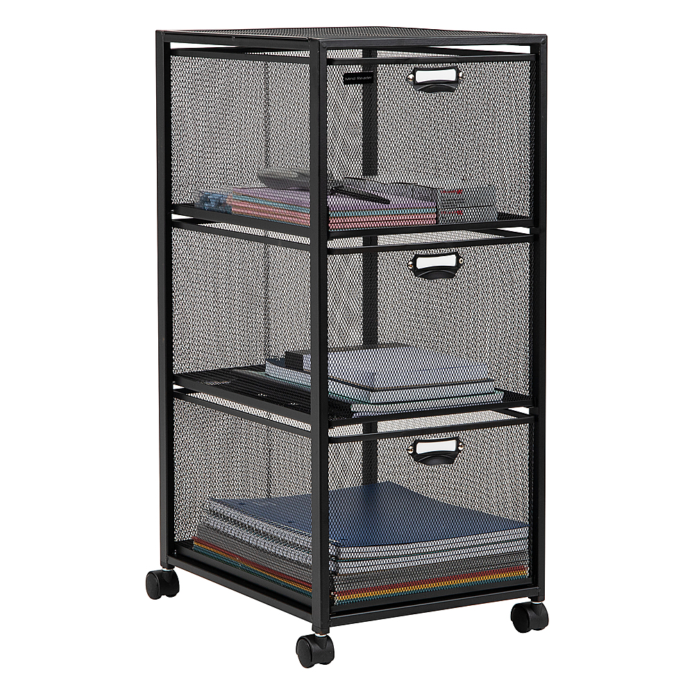 Best Buy: Mind Reader Network Collection, Rolling FIle Cabinet with 3  Removable Drawers, Desk Organizer, Metal Mesh, 11L x 14W x 25H Black  3TWHEEL-BLK