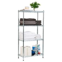 Mind Reader - Alloy Collection, Adjustable, 4-Tier Industrial Storage Shelves, Metal, 23.5"L x 11.75"W x 48"H - Silver - Front_Zoom