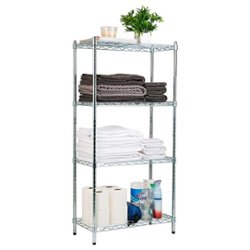 Mind Reader - Alloy Collection, Adjustable, 4-Tier Industrial Storage Shelves, Metal, 23.5"L x 11.75"W x 48"H, Silver - Silver - Front_Zoom