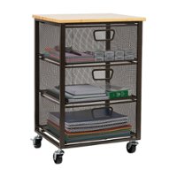 Mind Reader - 3-Tier Metal Rolling File Cart with Drawers for Kitchen - Front_Zoom