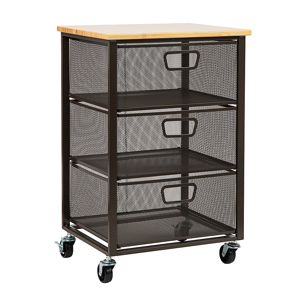 Mind Reader Storage Cart Organizer with 3 Drawers 24 14 H x 13 W x 15 34 D  Black - Office Depot