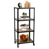 Mind Reader - Bar Cart, Rolling Cart, Microwave Stand, Utility Cart, Coffee Cart, Wood,Metal, 17.85"L x 12"W x 39"H - Black - Front_Zoom